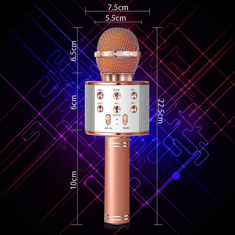 SunTop Wireless Karaoke Bluetooth Microphone, Bluetooth Karaoke Wireless Microphone Handheld Portable Karaoke Player Compatible with Android & iOS Devices for Home KTV/Party/Kids Singing Rose Gold