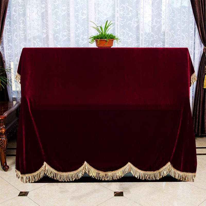 KINGZHUO Purplish Red Thickened Pleuche Piano Cover Upright Piano Dust Cover About 75 x 60 inch