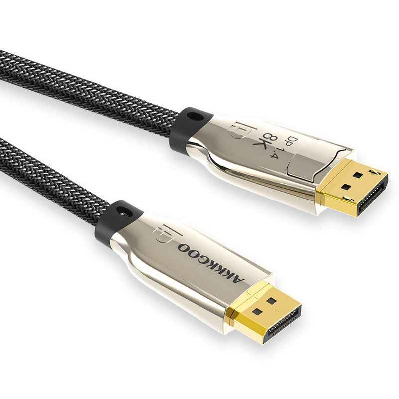 AKKKGOO 8K DisplayPort Cable 4.9ft Ultra HD Gold-Plated DisplayPort 1.4 Male to Male Nylon Braided Cable Zinc Alloy Shell, Support 7680x4320 Resolution, 8K@60Hz, 4K@144Hz, 32.4Gbps, HDP, HDCP (1.5M) 4.9ft/1.5m