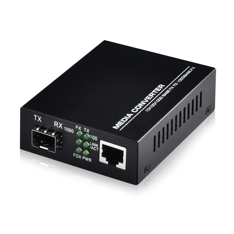 1.25G/s Bidi Gigabit Multi-Mode Fiber Ethernet Media Converter Bidi SFP LC Dual Transceiver Module Included, 10/100/1000Base-Tx to 1000Base-SX SMF RJ45 to SFP Slot up to 550M