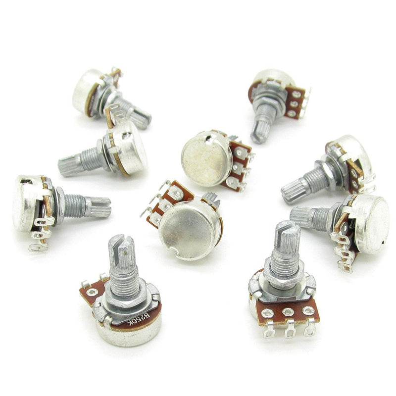 Guitar Potentiometers B250k Split Shaft Pots Audio Tone Switch Control Pack of 10