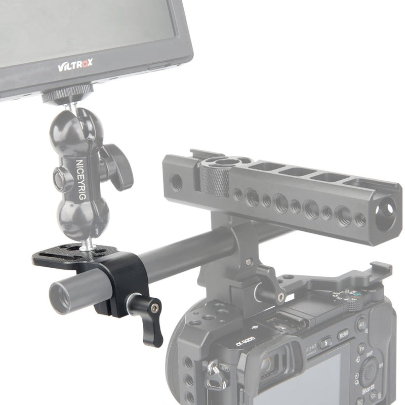 NICEYRIG Mini Mounting Plate with 15mm Rod Clamp to Attach Monitor EVF Wireless Receiver to 15mm Rod