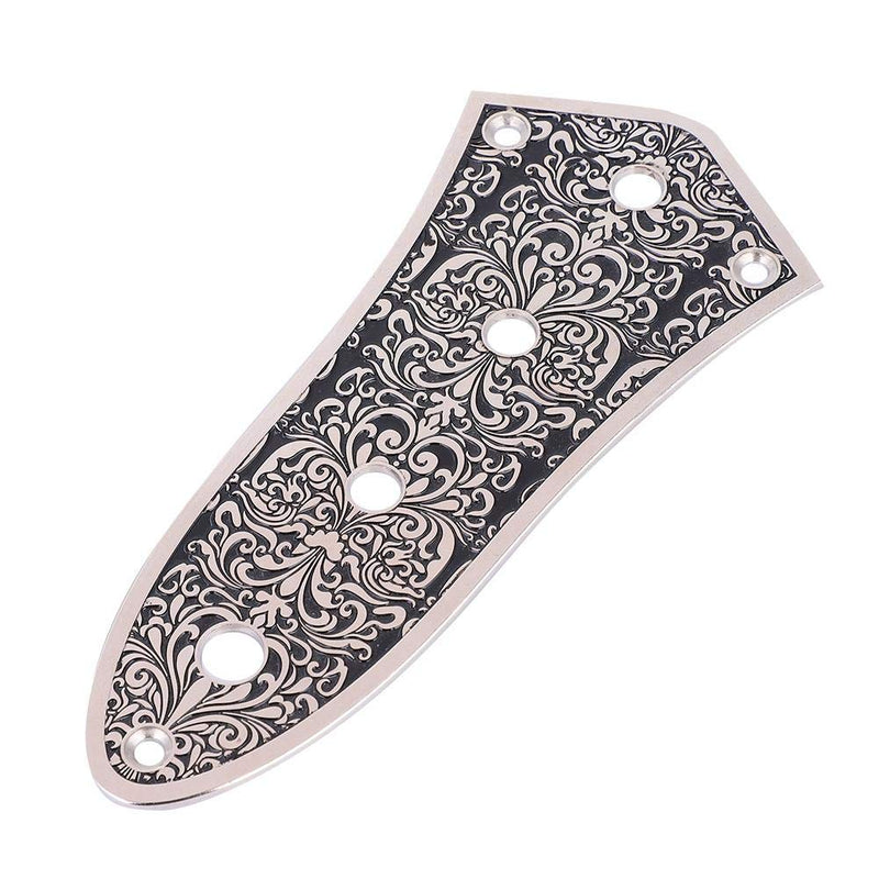 Guitar Control Plate Carved Copper-zinc Alloy 4 Holes Volume Control Plate Replacement Part for JB Jazz Bass Guitar