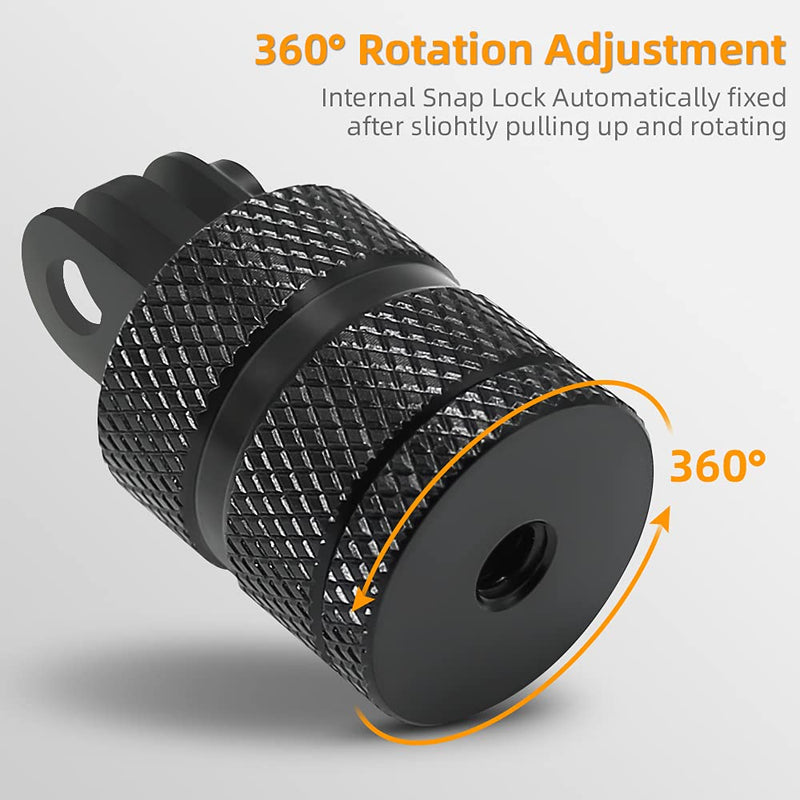 Aluminum 1/4 inch 20 Camera Mount, 360 Degree Rotation Tripod Mount Adapter Compatible with GoPro Hero 10 Black,Hero 9/8/7/6/5 Black,OSMO Action, Xiaoyi 4K and Other Standard 1/4 Accessories Threaded Adapter Mount