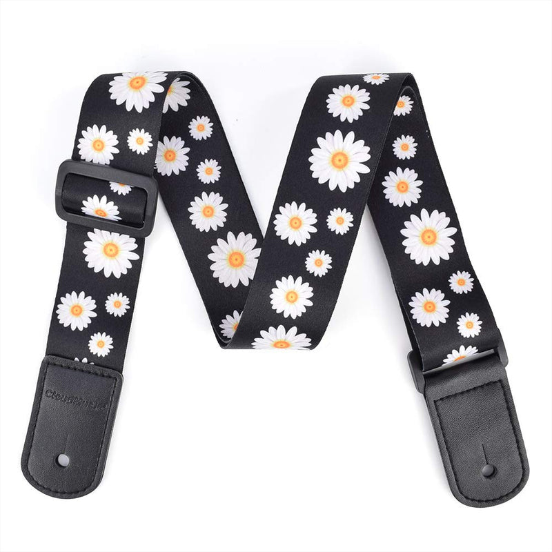 CLOUDMUSIC Ukulele Strap White Daisy For Soprano Concert Tenor Baritone