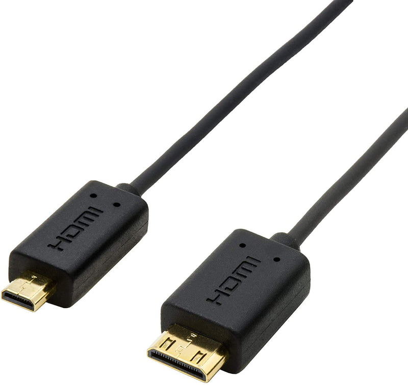 Nanosecond Extreme Slim 2.6’ Micro HDMI to Mini HDM Cable -World’s Thinnest & Most Flexible HDMI Cable (2.6FT /0.8m) High-Speed Supports Full 1080P, 4K, UltraHD, 3D, Ethernet, and Audio Return Channel