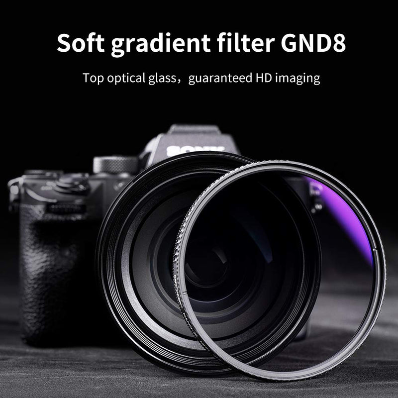 K&F Concept 67mm HD Soft GND8 Lens Filter, 3 Stop (0.9) Soft Graduated Neutral Density Filter with 28 Multi-Layer Coatings Waterproof/Scratch Resistant/Anti-reflectivity for Camera Lens