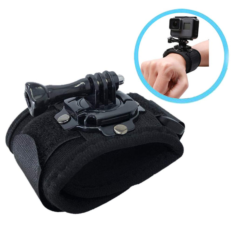 Walway Adjustable 360 Degree Rotation Wrist Strap Mount with Screw for GoPro Hero 8/ 7/ 6/ 5/ 5 Session/ 4 Session/ 4, DJI OSMO Action, Xiaoyi, AKASO and Other Action Cameras