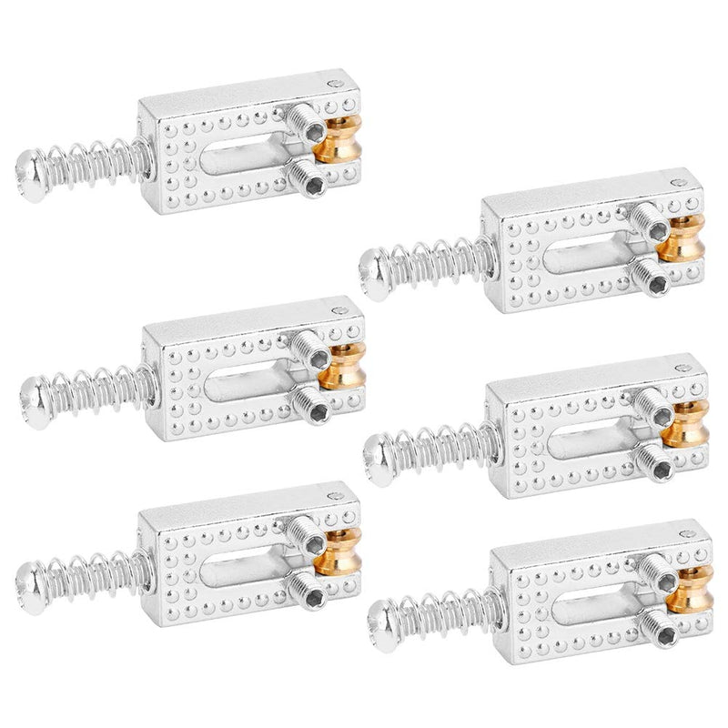 Dilwe Saddle for Electric Guitar, 6 Roller Bridge Saddles for Fender Strat Tele Electric Guitar 4 colors(Silver)
