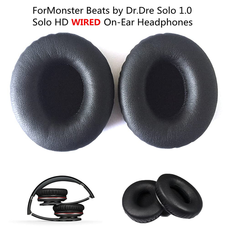 [AUSTRALIA] - Solo 1 Replacement Earpads Ear Pad Cushions Compatible with Monster Beats by Dr.Dre Solo1.0 Solo HD Wired On-Ear Headphones (Black) Black 