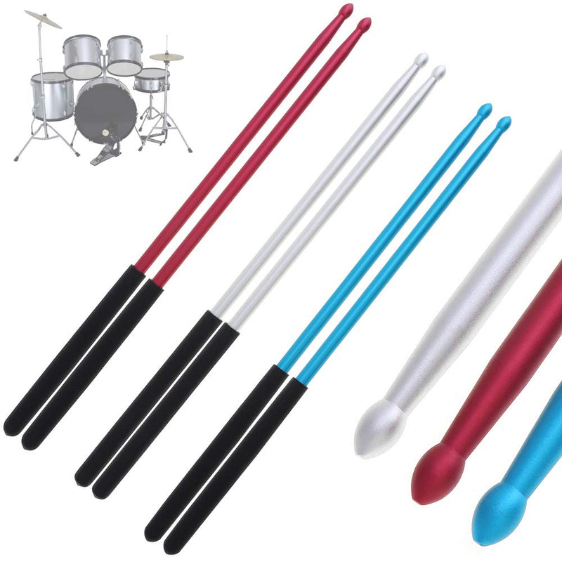 YiPaiSi 5A Aluminum Sticks Drumsticks, Aluminium Drum Sticks, Alu DrumStick, Studio Drumsticks Music Tool, Band Drum Sticks for Jazz Drum and Dumb Drum Pad (Red)