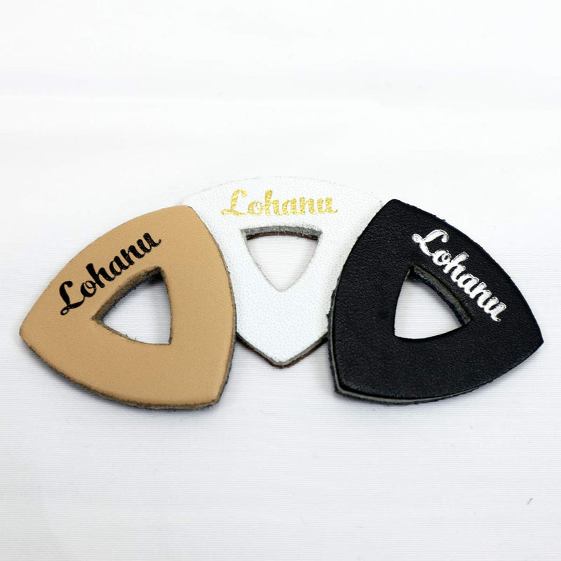 Leather Picks for Ukulele, Guitar and Bass by Lohanu - With Easy to Hold Triangle Shape Cutout - Produces Richer Warmer Natural Tone