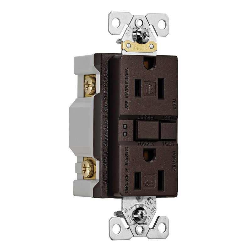 EATON TRSGF15RB-L Wiring Self-Test Tamper Resistant Gfci Receptacle, 4.2 in L X 1.68 in W X 1.27 in D, Automatic