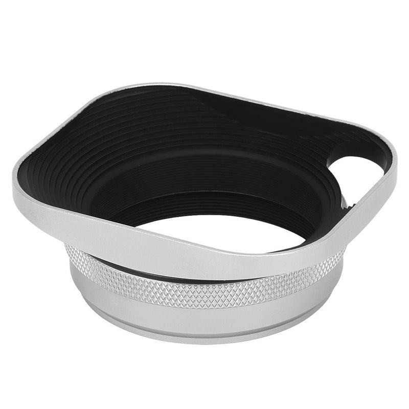 Haoge LH-ES3 Square Metal Lens Hood Hollow Out Designed with 49mm Adapter Ring with Cap for Fujifilm Fuji FinePix X100 X100S X100T X70 X100F X100V Camera Replaces LH-X100 AR-X100 LH-X70 Silver