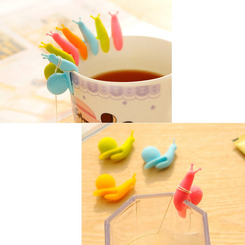 COSMOS Pack of 15 Snail Shape Silicone Tea Bag Holder Clip for Cup Mug