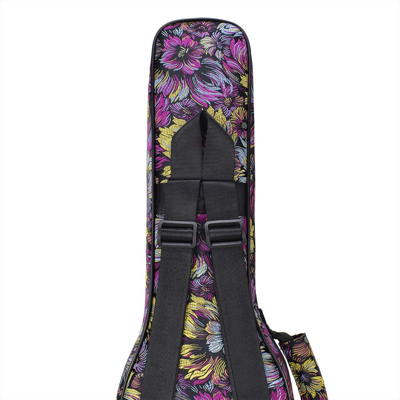 CLOUDMUSIC Ukulele Case Embroidered Floral Vintage Pattern 10mm Padded (Soprano, Colorful Flowers) Soprano