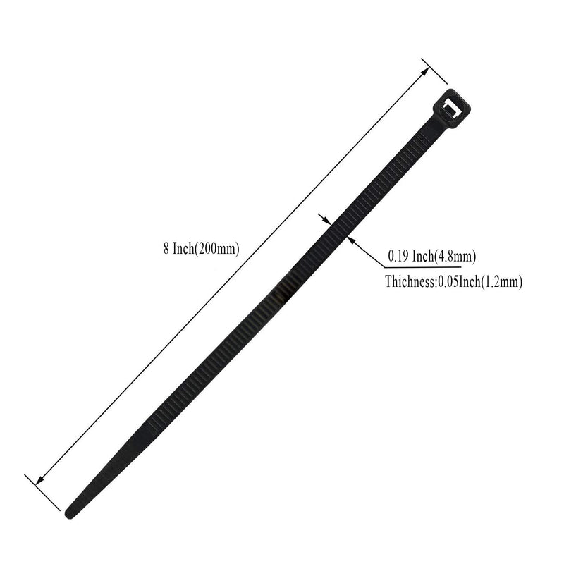 Zip Ties 8 Inch Black Heavy Duty Cable Ties 7 Dozen (84pcs) 0.19 Inch Width, Strong, 50 Pounds UV Resistant Nylon Wire Ties, Self-Locking Tie Wraps Indoor Outdoor, By QWAUPE