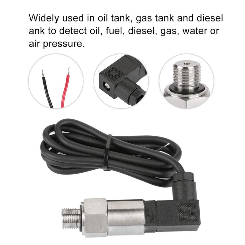 Pressure Transducer, Water Pressure Transducer 4-20mA Output G1/4" Silicon Pressure Transmitter Transducer for Water Gas Oil(0-0.2MPA) 0--0.2MPA