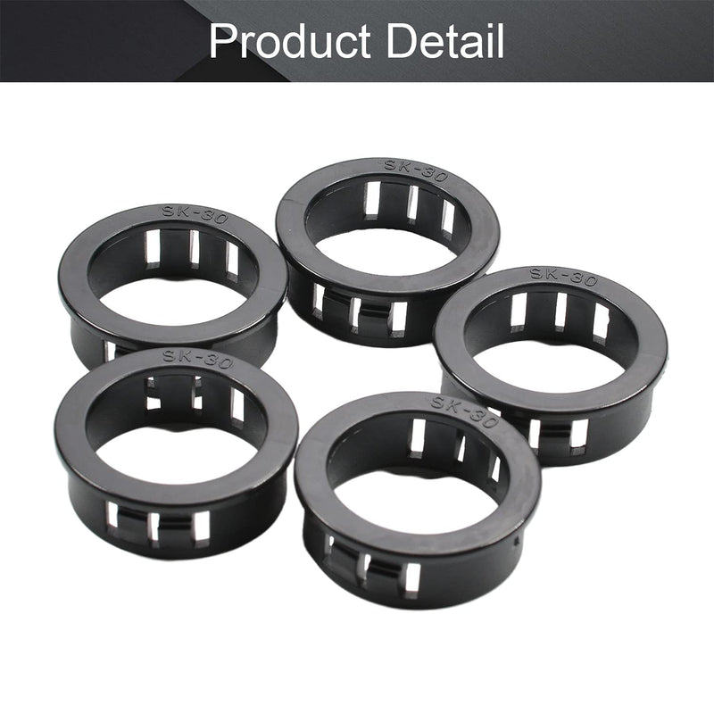 Fielect 10Pcs 30mm Cable Snap Bushing Grommet Protector Black Nylon Snap in Cable Hose Bushing Grommet Round Snap Bushing Model:SK-30