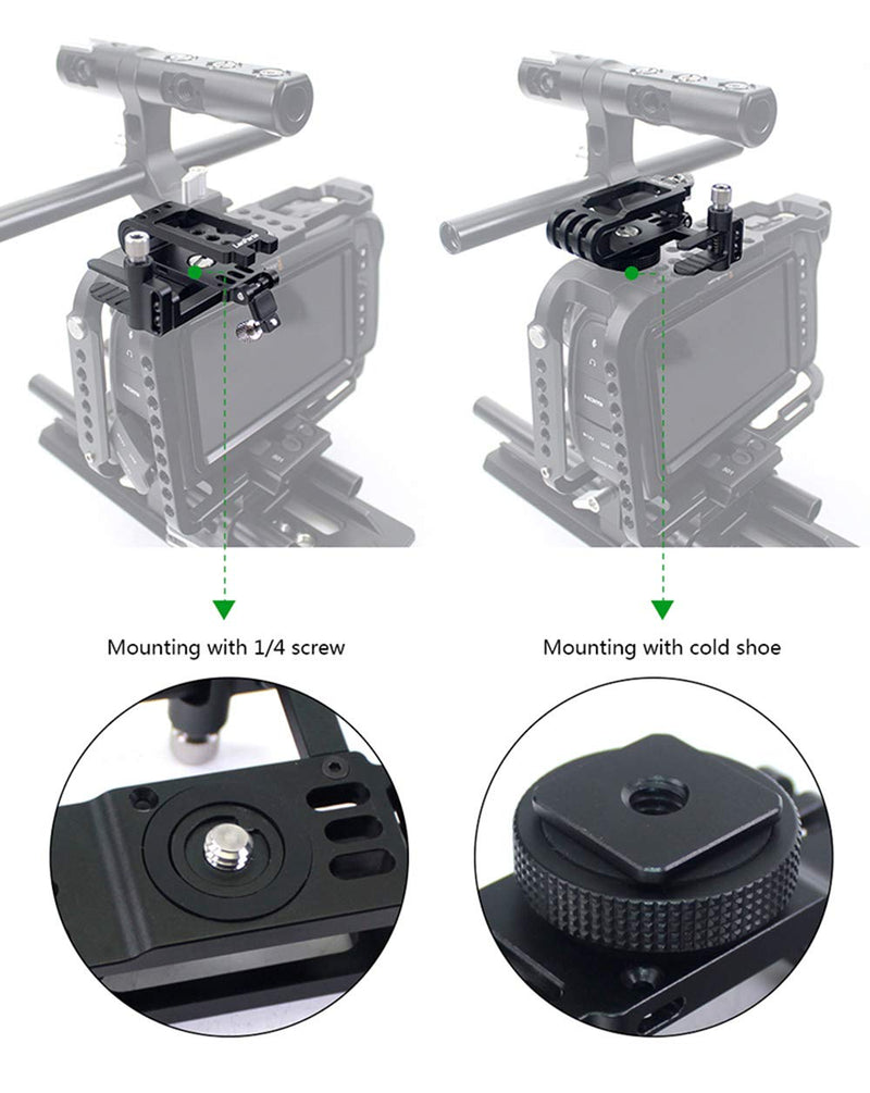 Lanparte SSD T5 Mount E60 SSD Clamp with Cable Clamp Cold Shoe Mount Compatible with Sandisk E60 SSD Samsung T5 SSD