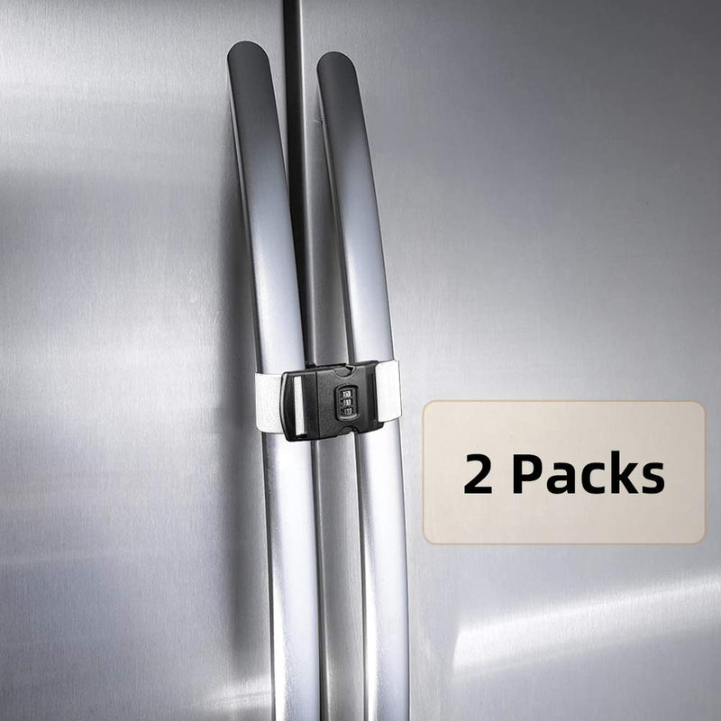 [AUSTRALIA] - Fresheracc Fridge Freezer Refrigerator Cabinet Lock Latch, (2 Packs) Adjustable French Door Guard for Toddlers Children Kids Special Needs, No Drill No Screw No Adhesive (2 Packs White) 2 Packs White 