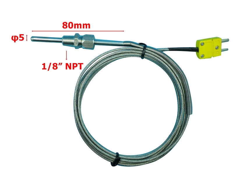 EGT Temperature Sensors K Type Thermocouple with 1/8” NPT Compression Fittings and Mini Connector