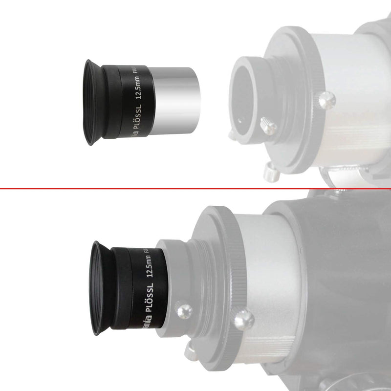 Astromania 1.25" 12.5mm Plossl Telescope Eyepiece - 4-Element Plossl Design - Threaded for Standard 1.25inch Astronomy Filters