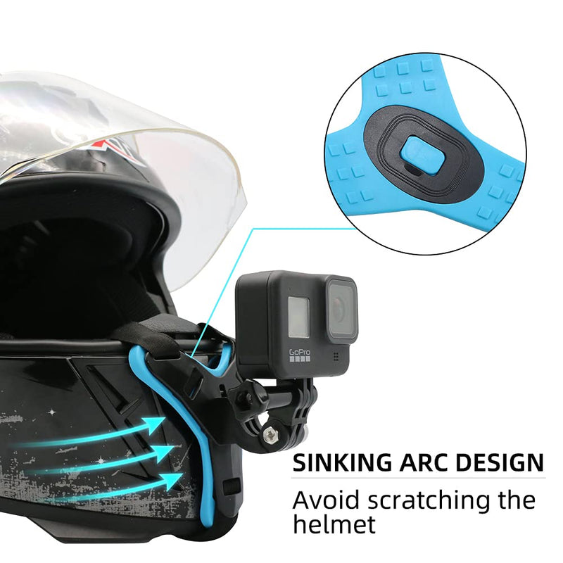 SUREWO Motorcycle Helmet Chin Strap Mount for GoPro Hero 10/9/8/7/(2018)/6/5 Black,DJI Osmo Action 2,Insta360 ONE R,AKASO/Campark/YI and More