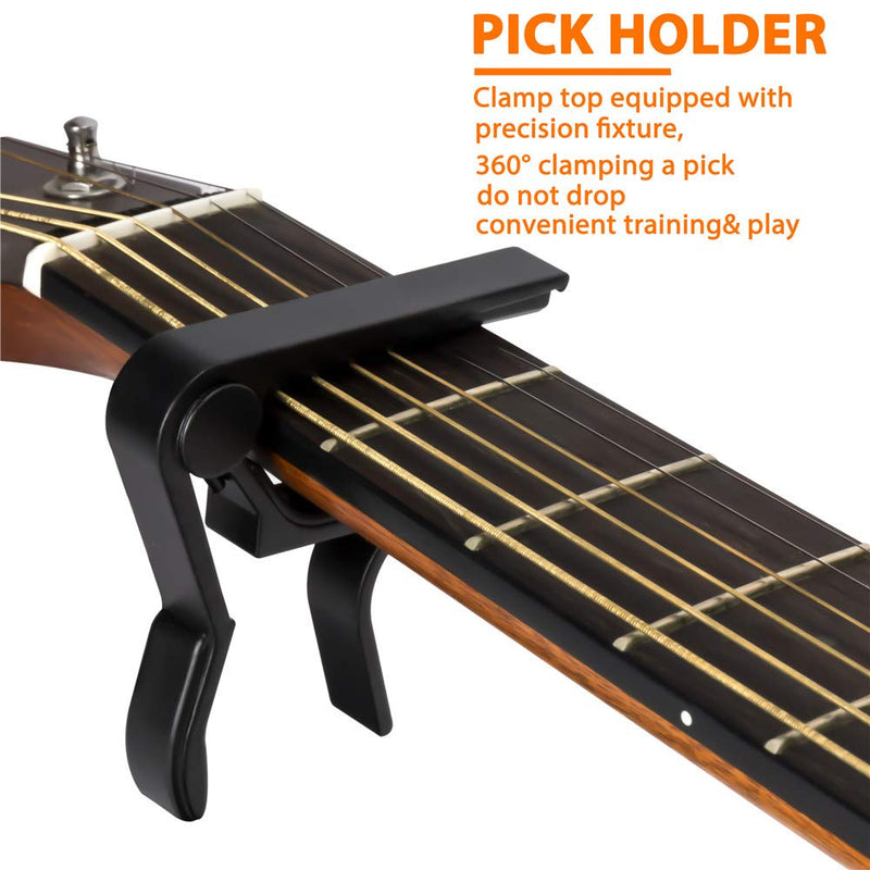 Guitar Capo, for 6 String Acoustic and Electric Guitars, Bass,Mandolin, Ukulele, Black Guitar Capo