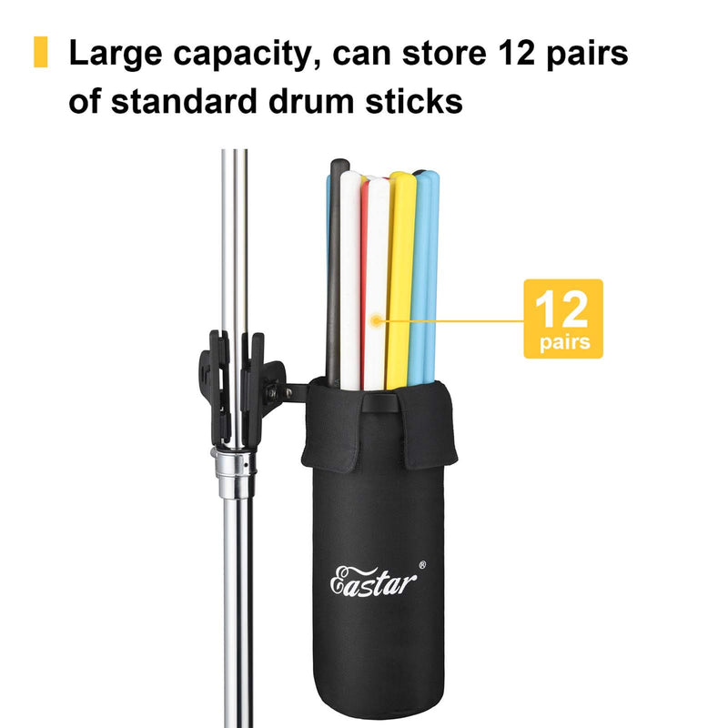 Eastar Drumstick Holder, Drum Sticks Holder for Drum Set Clamp On Large Capacity Clip on Drum Stick Holder Bag Container for Multi Pair Up to 12 Pairs EST-007A
