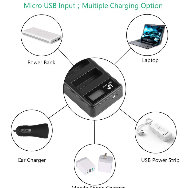 EN-EL14 EN EL14a Battery Charger (LCD Display, Dual Slot), LP Charger Compatible with Nikon D3500, D5600, D3300, D5100, D5500, D3100, D3200, D5200, D5300, D3400, DF, Coolpix P7000, P7100, P7700, P7800