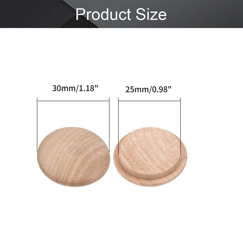 MroMax 50Pcs Round Wood Button Plugs 0.98" Dia Cherry Hardwood Furniture Buttons Caps 25mm Wooden Screw Covers for Screw Holes Craft Furniture Decoration Woodworking