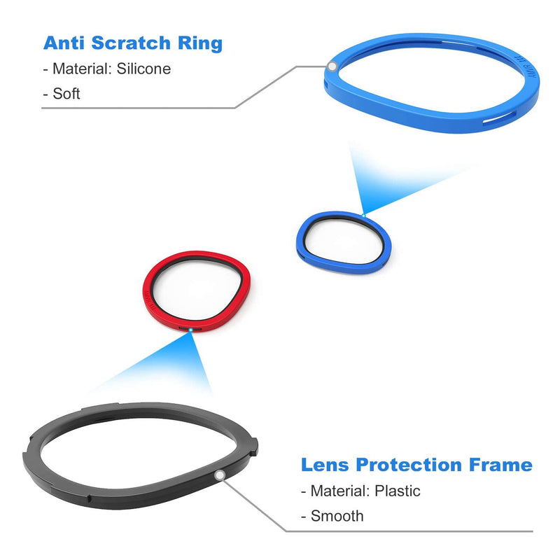 AMVR 6 Pair Glasses Spacer for Oculus Quest 2, VR Lens Protector Accessories Silicone Anti-Scratch Ring to Protect Headset Lens and Glasses Compatible with Meta Quest 1/Rift S/Go（Red & Blue, Black）
