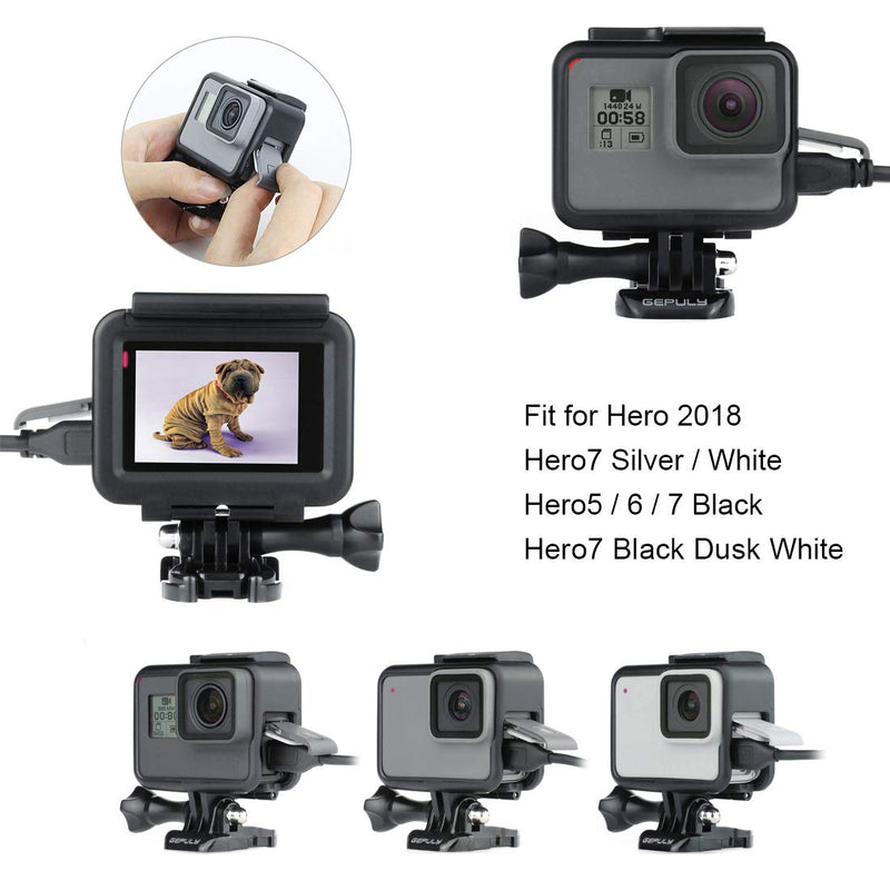 GEPULY Frame Mount Housing Case + Windslayer Foam Windscreen Compatible with GoPro Hero 5/6/7 Black Hero7 White/Silver Hero(2018) Camera, Reduce Wind Noise for Optimal Audio Recording