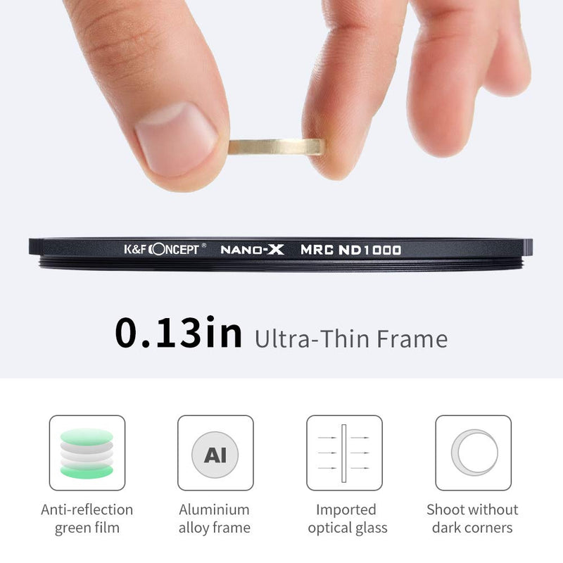 K&F Concept 43mm ND1000 (10 Stop) ND Lens Filter, Fixed Neutral Density Filter HD 18 Layer Super Slim Multi-Coated Glass Nano-X MRC Series for Camera Lens
