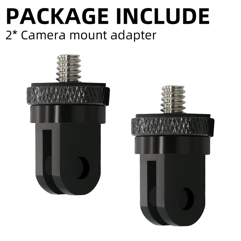 1/4 Inch Aluminum Metal Camera Mount Adapter,Conversion Camera Tripod Mount Compatible with GoPro Hero 10/9/8/7 Black,Sony Action Cameras and Other Standard 1/4 Accessories（2 Packs） Aluminum straight adapter