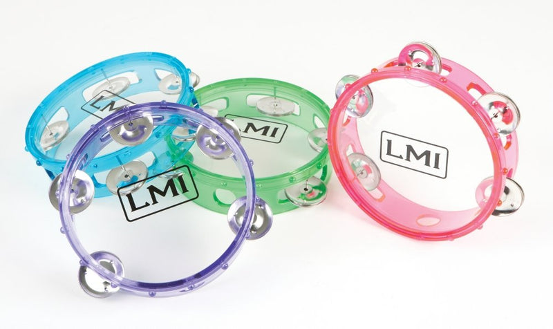 LMI Transparent Tambourine with Head Green 15CM