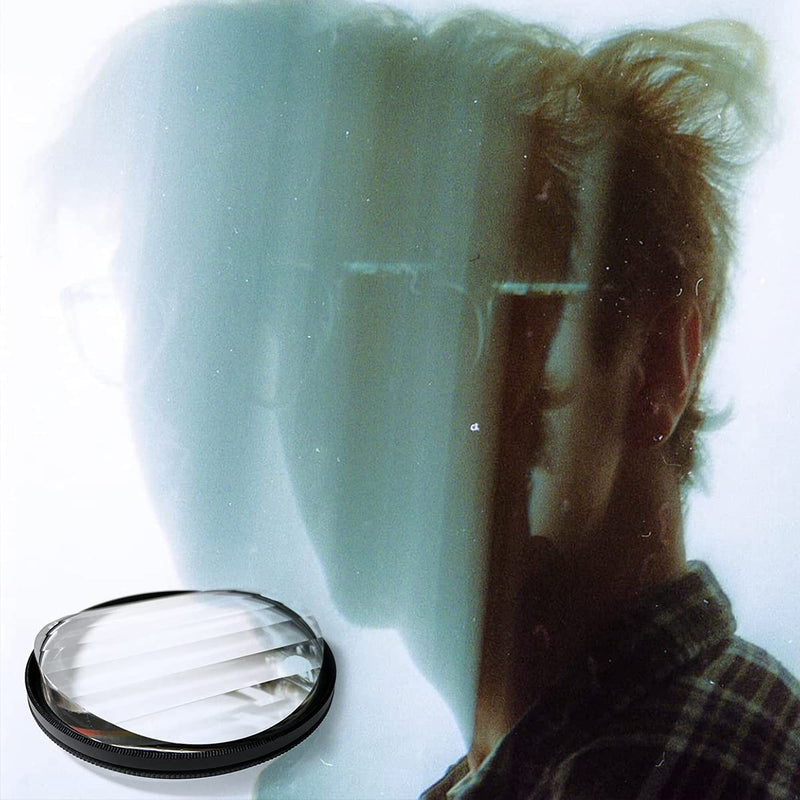 KOGJAERS Prism Glasses 77mm Linear Glass Prism Lens Fx Creative Photography Foreground Blur Repetitive Image Photography Prism Filter Striped Fractal Filter