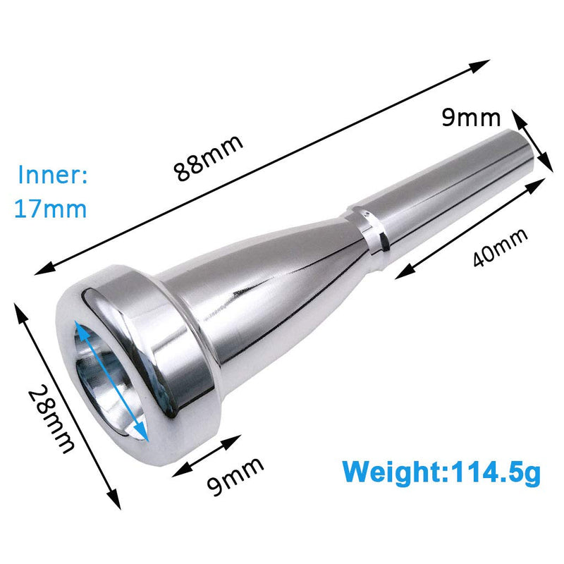 Missmore Silver Trumpet Mouthpiece 3C 5C 7C Size Instrument Accessory for Bach (7C)