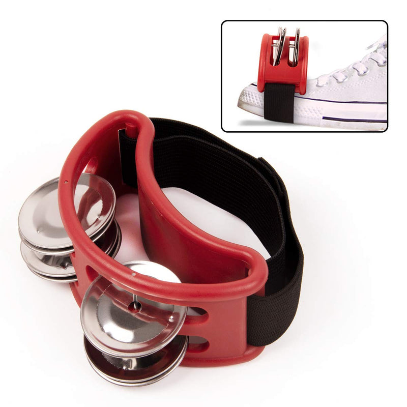 Foot Tambourine Percussion Jingle Shaker Musical Instrument Bells (Red) Red