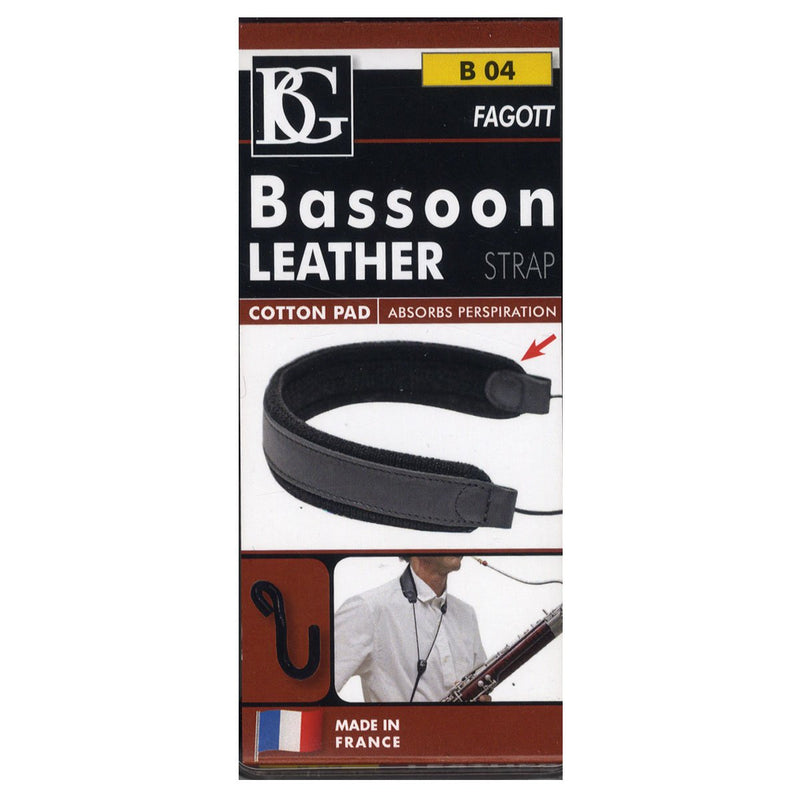 BG B04 Bassoon Leather Neck Strap, Metal Hook