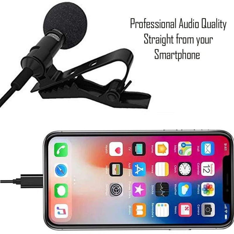 [AUSTRALIA] - GearFend Professional Lavalier Lapel Microphone Clip-on Omnidirectional Condenser Mic for Apple iPhone Smartphones, Noise Cancelling Mic + Microfiber Cleaning Cloth 