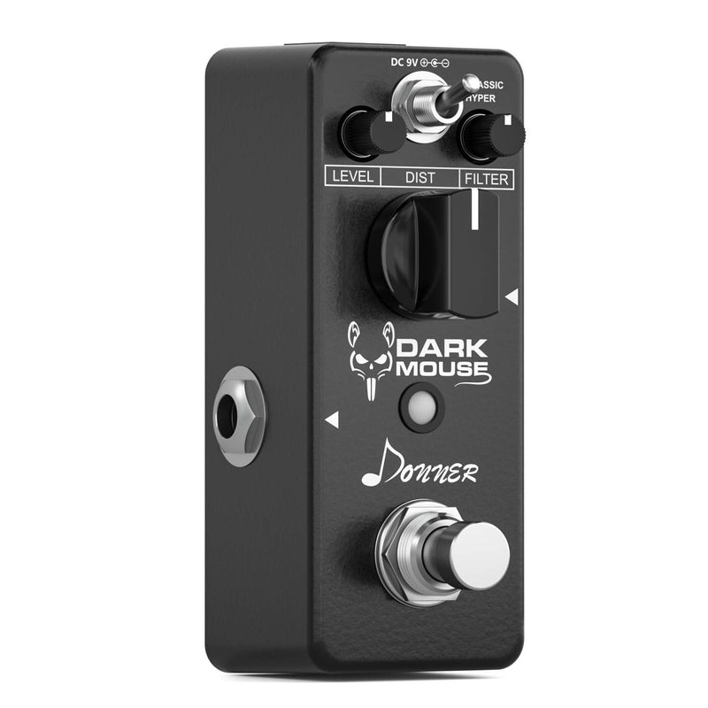 Donner Dark Mouse Distortion Effect Guitar Pedal, Distortion Pedal True bypass 2 Modes Classic and Hyper