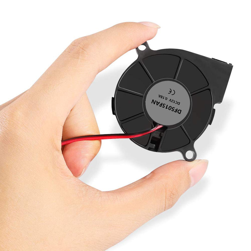 5015 Brushless Cooling Fan 4PCS 3D Printer Blower DC 12V Fans 50x50x15mm Fan for Hotend Extruder Heat Sinks with 2 Pin Terminal and Other Small Appliances Series Repair Replacement(12V 0.18A) 12V(5015)