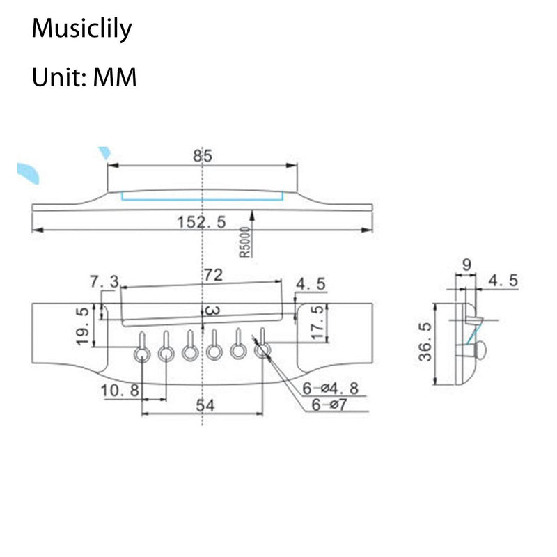 Musiclily Rosewood Acoustic Guitar Bridge for 6 String Martin Style