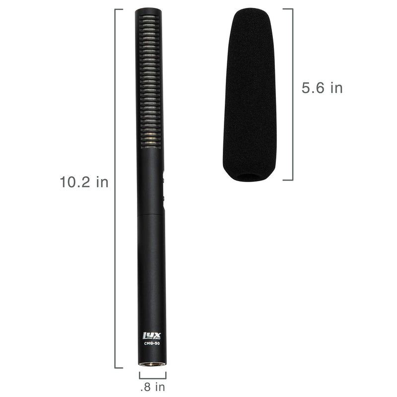 LyxPro CMG-50 Condenser Shotgun Microphone, Battery or Phantom Power for Professional Film, Video DSLR Camera Camcorder Television TV