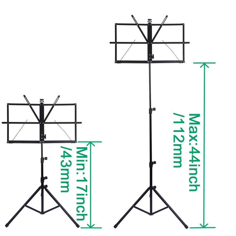 GLEAM Music Stand - 2 in 1 Dual-Use Desktop Book Stand Folding Music Holder with Carrying Bag