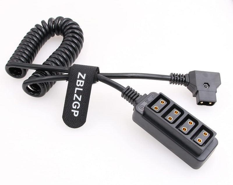 [AUSTRALIA] - ZBLZGP Male D-Tap to 4-Port Female D-Tap Splitter Cable for Anton Bauer V-Mount Battery (Coiled Cable) Coiled Cable 