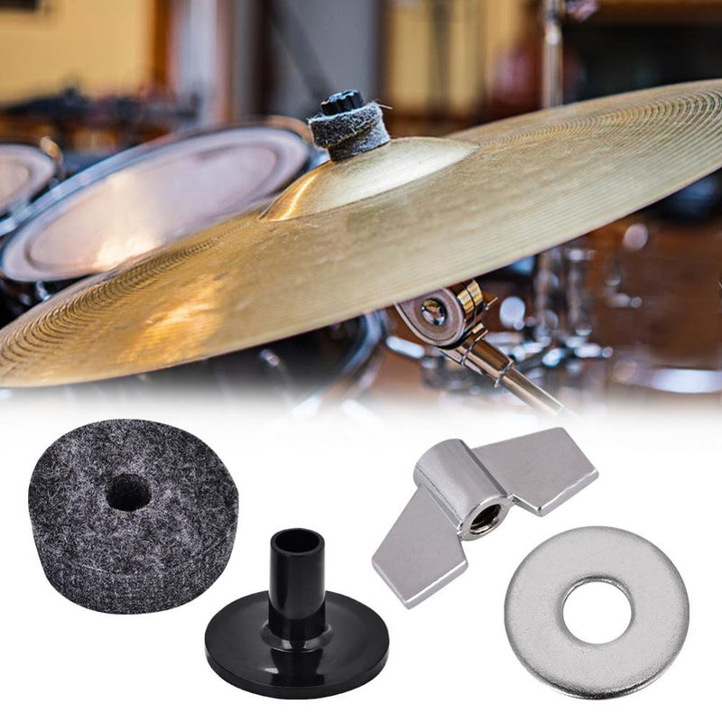 Dilwe 2Pcs Drum Cymbal Sleeve + 4Pcs 4cm Drum Cymbal Felt Washer + 2Pcs Wing Nut + 4Pcs Metal Pad Set