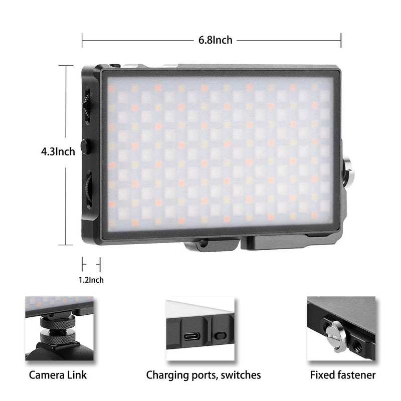 RGB LED Camera Video Light,CRI 96 Dimmable 2400k - 10000k Mini Pocket Size Video Light for DSLR Camera Camcorder Photo Lighting,Built in Rechargeable Battery